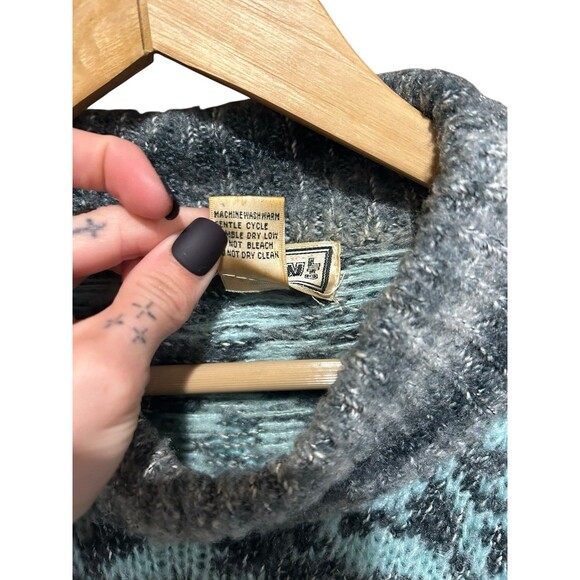 Evian LTD Sweater Vintage Unisex Blue 80s 90s Retro Medium Throwback Grandpa - Picture 5 of 6